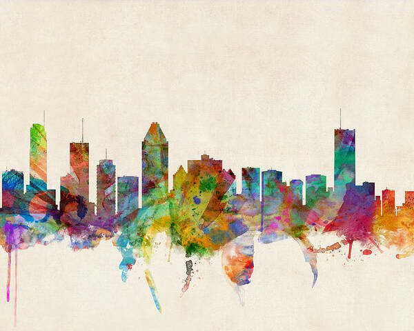 City Skyline Poster featuring the digital art Montreal Skyline by Michael Tompsett