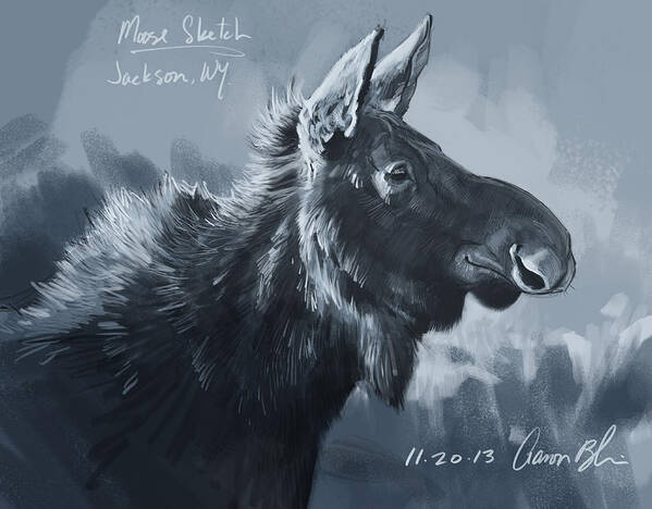 Moose Poster featuring the digital art Moose Sketch by Aaron Blaise