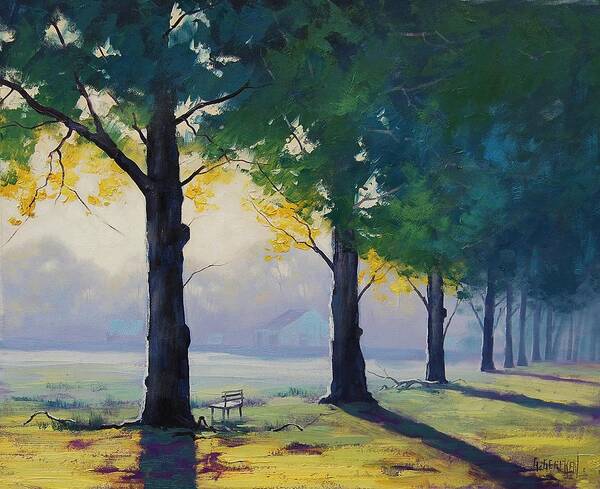 Trees Poster featuring the painting Morning Light by Graham Gercken