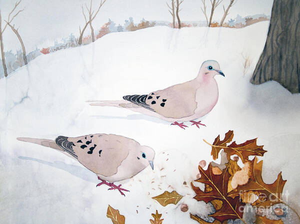 Mourning Doves Poster featuring the painting Mourning Doves by Laurel Best