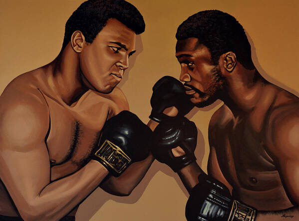 Mohammed Ali Versus Joe Frazier Poster featuring the painting Muhammad Ali and Joe Frazier by Paul Meijering
