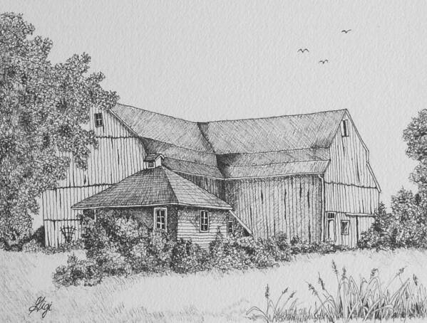 Barn Poster featuring the drawing My Barn by Gigi Dequanne