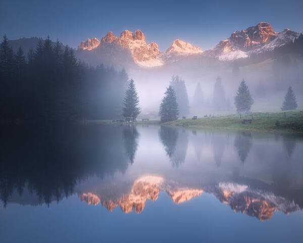 Austria Poster featuring the photograph Mysterious Morning By The Lake by Daniel ?e?icha