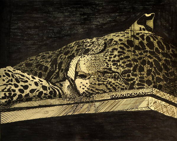 Leopard Poster featuring the drawing Nap Time by Denis Gloudeman
