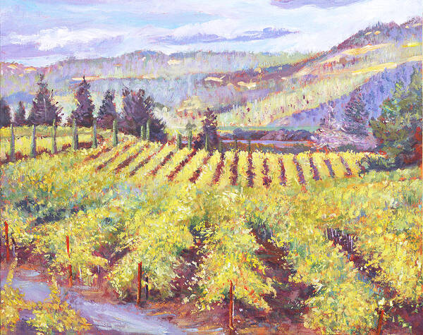 Landscape Poster featuring the painting Napa Valley Vineyards by David Lloyd Glover
