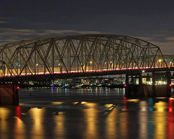 Bridges Poster featuring the photograph Night Crossing at I-5 by E Faithe Lester