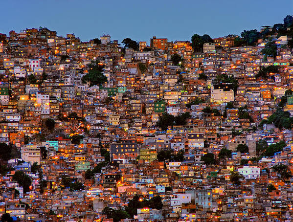 Landscape Poster featuring the photograph Nightfall In The Favela Da Rocinha by Adelino Alves