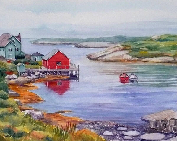 Nova Scotia Art Print Poster featuring the painting Nova Scotia Harbor by Janet Zeh