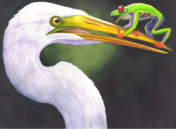 Egret Poster featuring the painting Now What by Catherine G McElroy