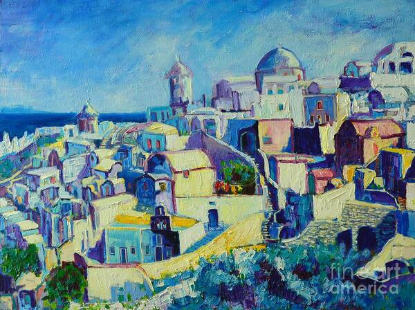 Santorini Poster featuring the painting OIA by Ana Maria Edulescu