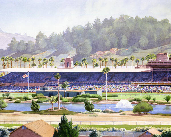 Del Mar Poster featuring the painting Old Del Mar Race Track by Mary Helmreich