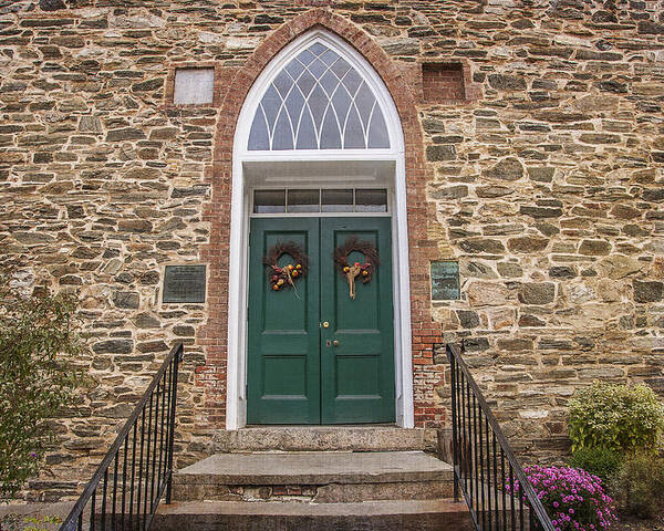 Stone Poster featuring the photograph Old Dutch Church Doors 9275 by Cathy Kovarik
