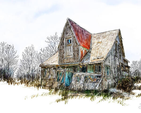 Abandoned Poster featuring the digital art Old house by Debra Baldwin