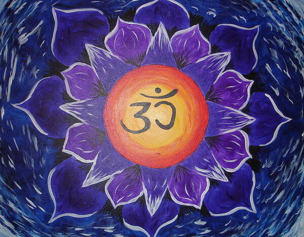 Spiritual Poster featuring the painting Om Lotus by Angie Butler