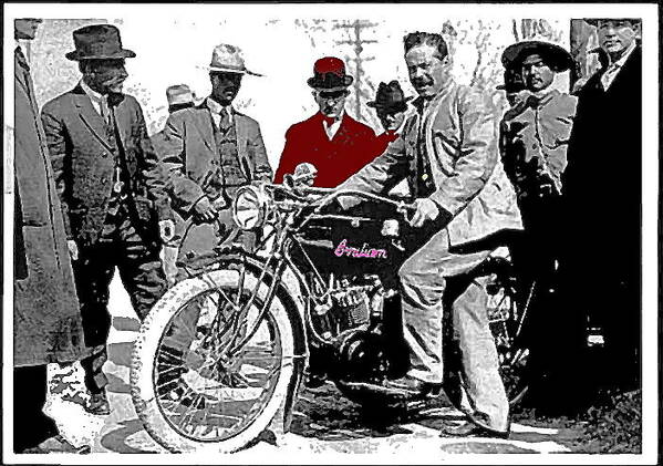 1914 Photo ⫸ 969 Postcard Pancho Villa on Indian Motorcycle Underwood 