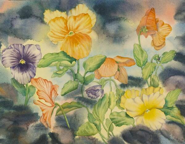 Pansies Poster featuring the painting Pansies by Heather Gallup