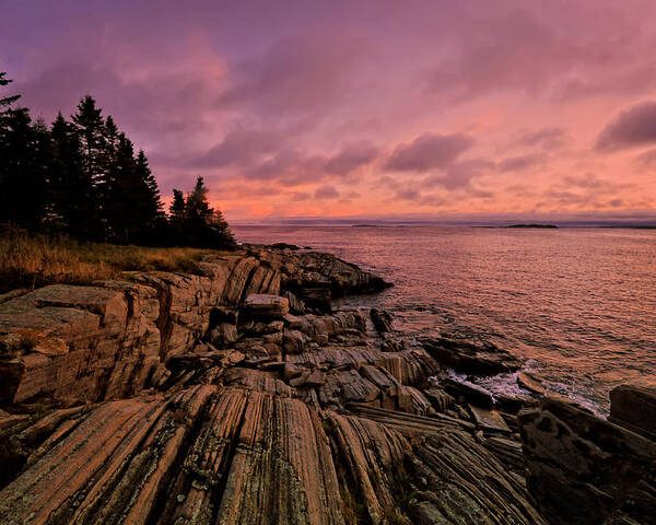 Pemaquid Point Poster featuring the photograph Pemaquid Point Sunset by Mitchell R Grosky