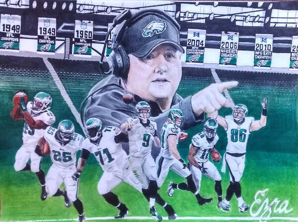 Philadelphia Eagles Chip Kelly Mural Poster by Ezra Strayer - Fine