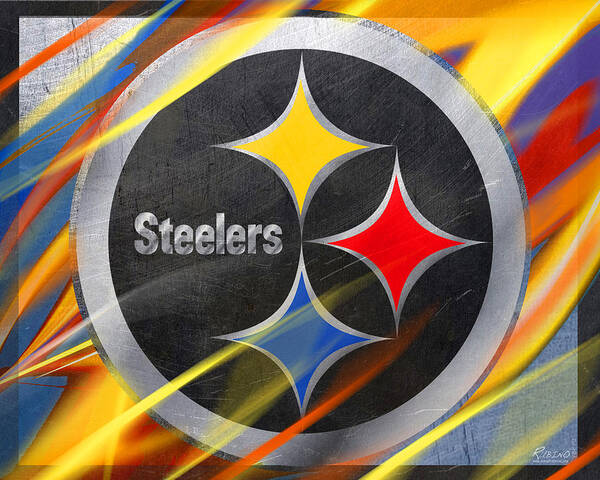 Pittsburgh Poster featuring the painting Pittsburgh Steelers Football by Tony Rubino