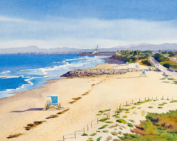 Ponto Poster featuring the painting Ponto Beach Carlsbad California by Mary Helmreich