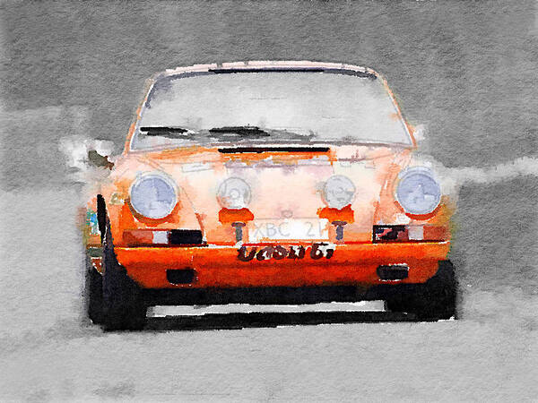 Porsche 911 Poster featuring the painting Porsche 911 Race Track Watercolor by Naxart Studio