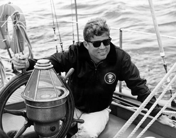 Jfk Poster featuring the photograph President John Kennedy Sailing by War Is Hell Store