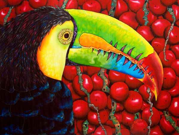  Watercolor Poster featuring the painting Rainbow Toucan by Daniel Jean-Baptiste