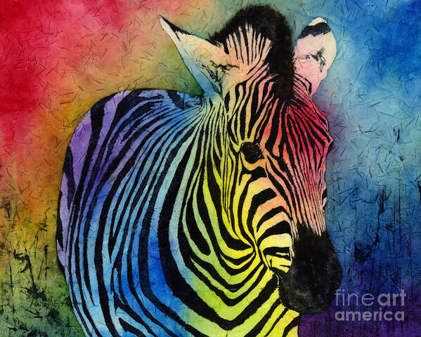 Zebra Poster featuring the painting Rainbow Zebra by Hailey E Herrera
