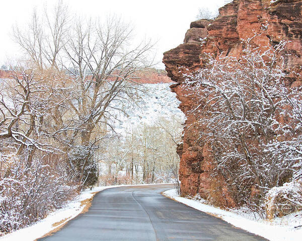 Red Rocks Poster featuring the photograph Red Rocks Winter Landscape Drive by James BO Insogna