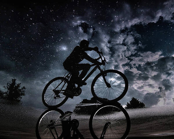 Bike Poster featuring the photograph Reflected In The Stars... by Antonio Grambone