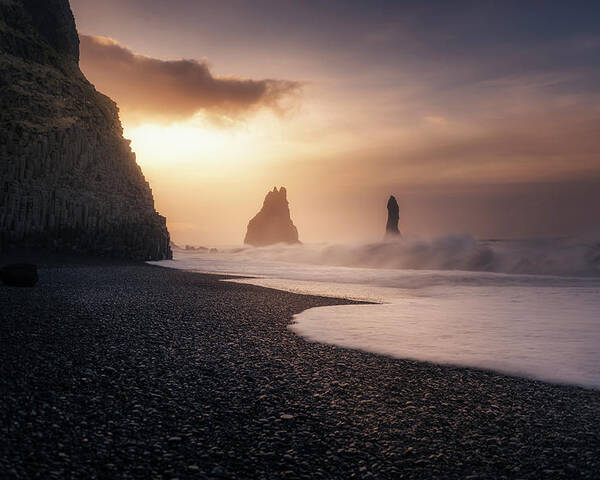 Iceland Poster featuring the photograph Reynisfjara Sunrise by Jorge Ruiz Dueso