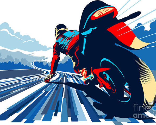 Motor Sports Poster featuring the painting Riding on the edge by Sassan Filsoof