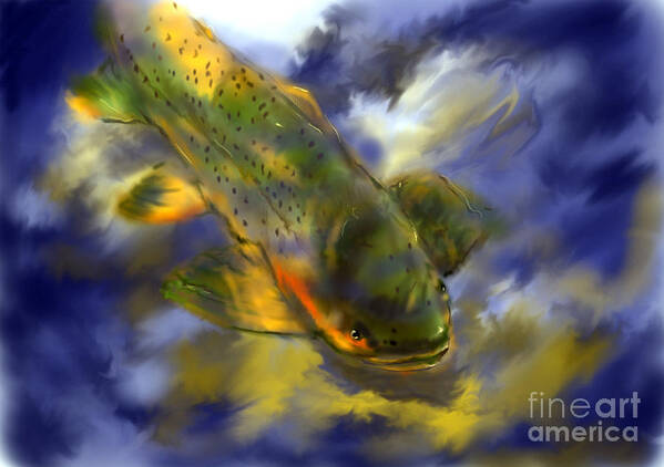 Fish Poster featuring the pastel Rocky Mountain Trout by Jim Fronapfel