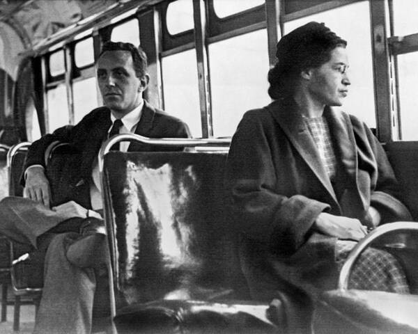 1956 Poster featuring the photograph Rosa Parks On Bus by Underwood Archives