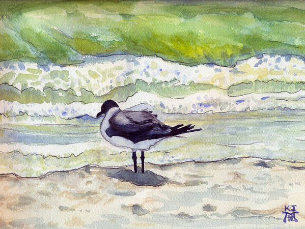 Seagull Poster featuring the painting Rough Waters Ahead by Katherine Miller