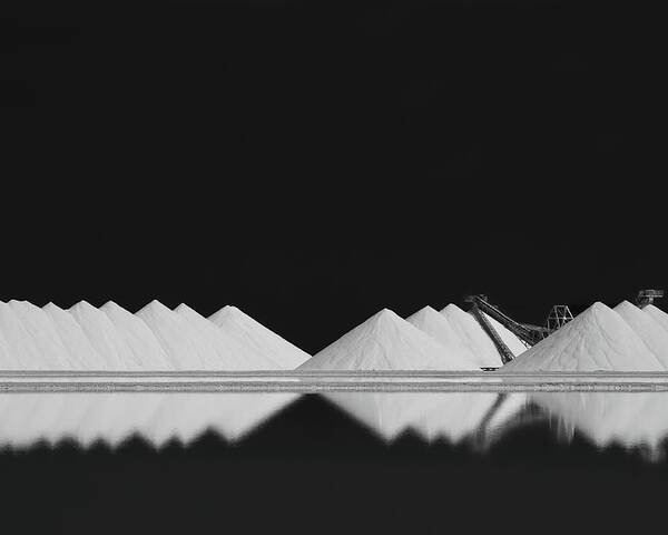 Dark Poster featuring the photograph Salt Production Bw by Rolf Endermann