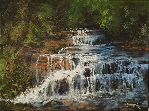 Skillet Creek Falls Poster featuring the painting Skillet Creek Falls Wisconsin by Tom Shropshire