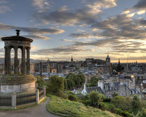 Edinburgh Poster featuring the photograph Skyline of Edinburgh Scotland by Michalakis Ppalis
