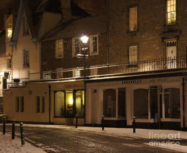 South Queensferry Main Street Poster featuring the photograph Snowy night by Elena Perelman