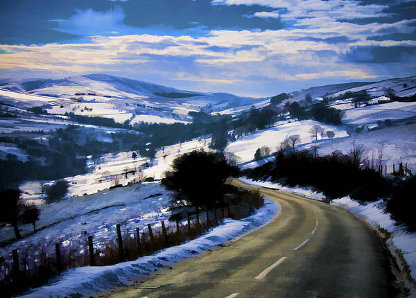 Dawn Poster featuring the photograph Snowy scene and rural road by Neil Alexander Photography