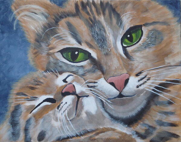 Pets Poster featuring the painting Snuggle Kitties by Kathie Camara