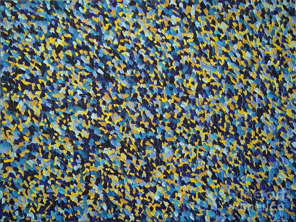 Abstract Poster featuring the painting Soft Blue with Yellow by Dean Triolo