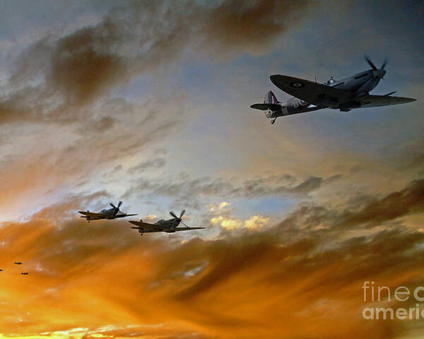 Supermarine Spitfire Poster featuring the digital art Squadron Scramble by Airpower Art