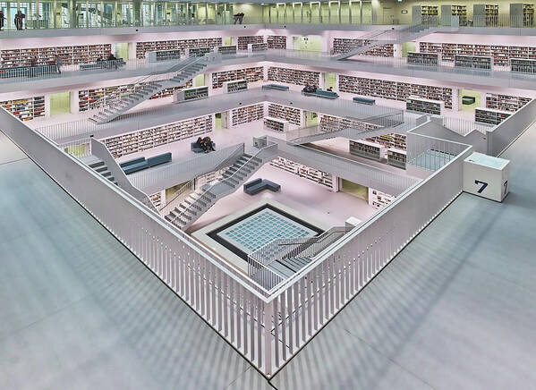 Architecture Poster featuring the photograph Stadtbibliothek Stuttgart Inner Space I by Rolf Mauer