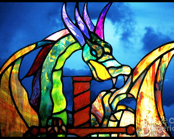 Dragon Poster featuring the photograph Stained Glass Dragon by Ellen Cotton