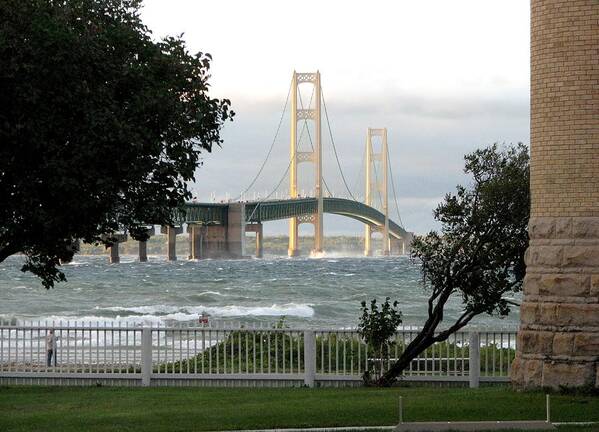 Mackinac Bridge Poster featuring the photograph Stormy Straits of Mackinac 2 by Keith Stokes