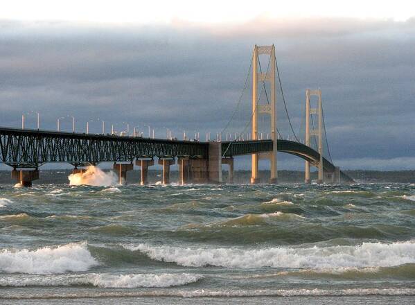 Storm Poster featuring the photograph Stormy Straits of Mackinac by Keith Stokes