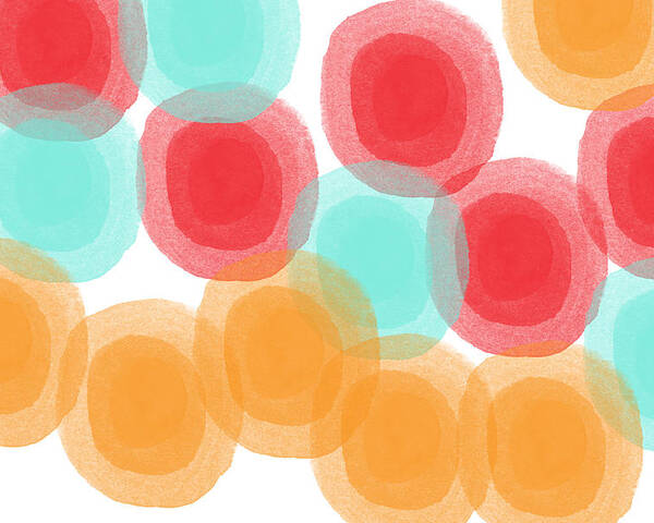 Abstract Circles Poster featuring the painting Summer Sorbet- abstract painting by Linda Woods