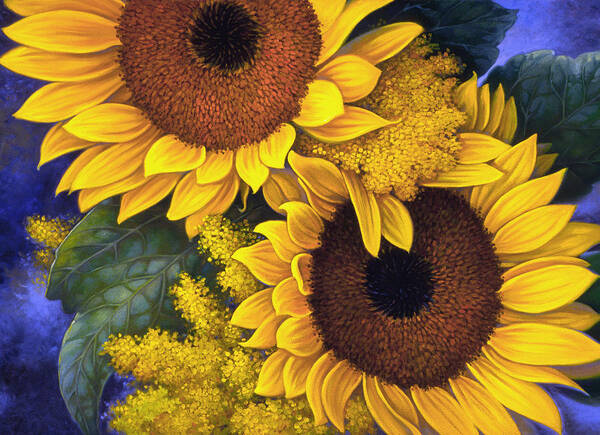 Botanical Poster featuring the painting Sunflowers by Mia Tavonatti