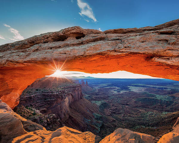 Canyonlands Poster featuring the photograph Sunrise At Mesa Arch by Michael Zheng
